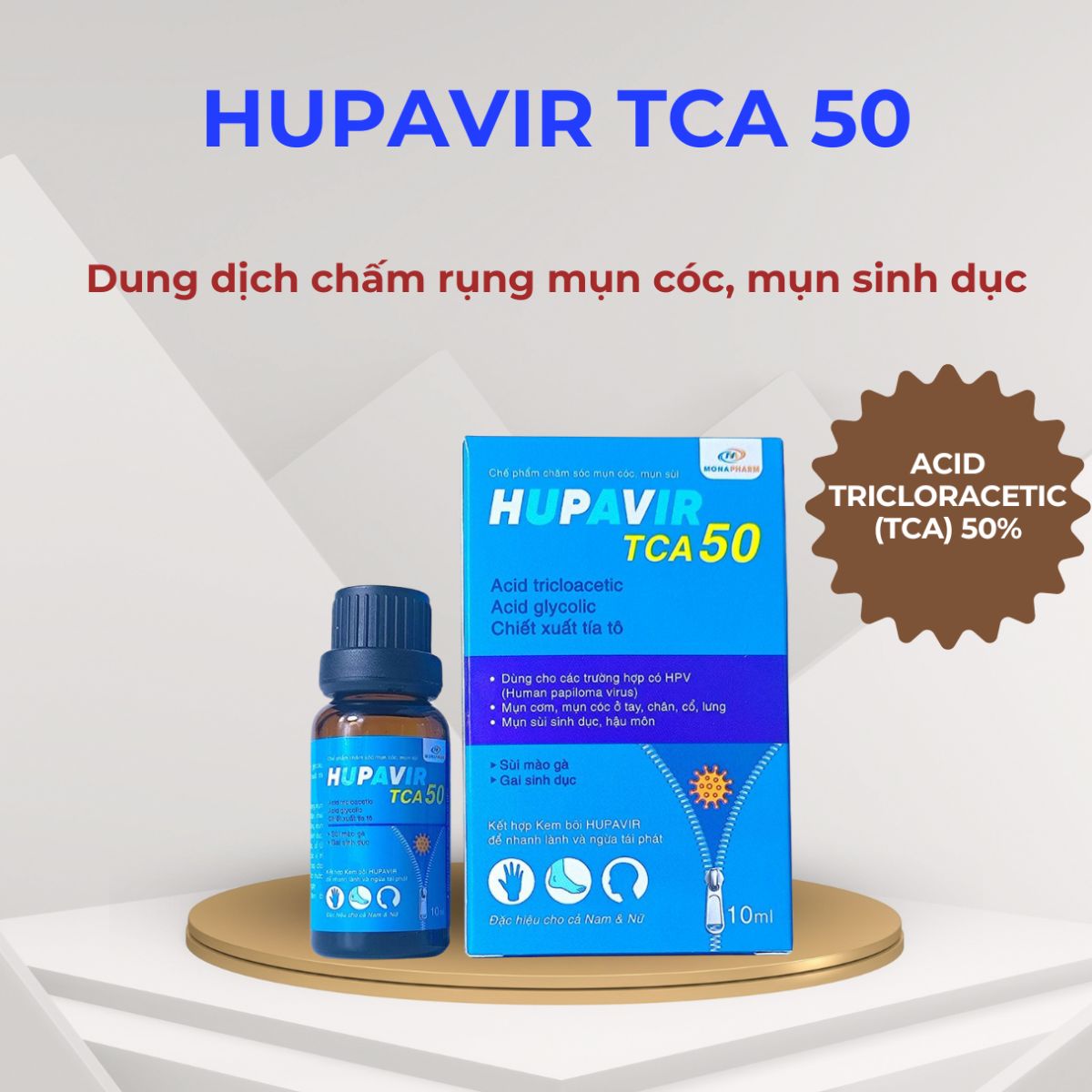 HUPAVIR TCA 50 loại bỏ mụn cơm nhanh chóng