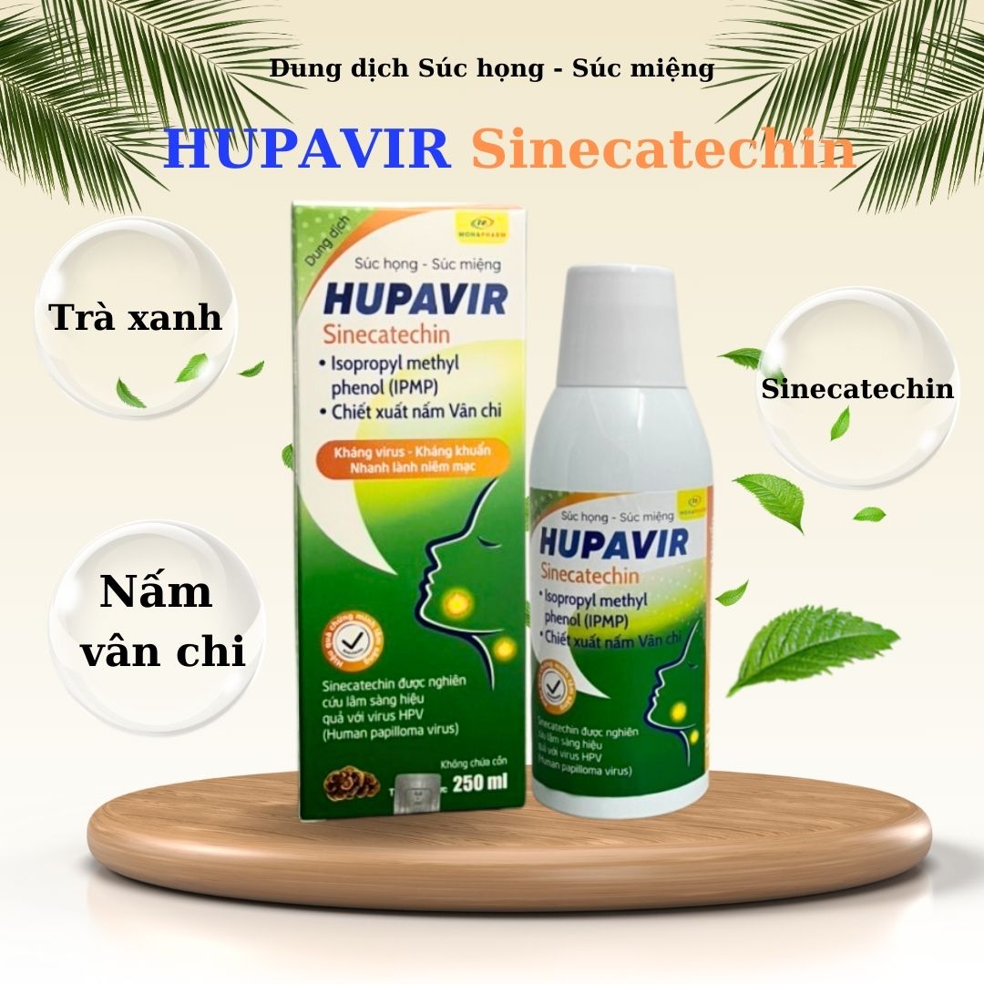 Dung dịch Súc họng - Súc miệng HUPAVIR Sinecatechin