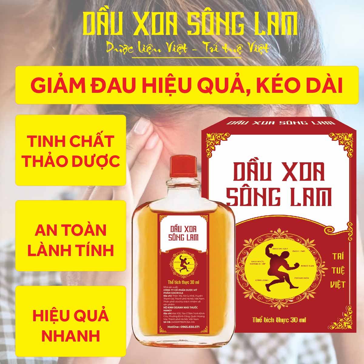  Phối hợp Dầu xoa Sông Lam với các phương pháp day ấn, đấm bóp để chữa các bệnh thường gặp về cơ, xương, khớp